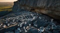 Crystals Scattered on Rocky Clifftop at Sunset Royalty Free Stock Photo