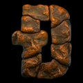 Rocky symbol dashcoin. Font of stone on black background. 3d