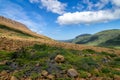 Rocky Tablelands hillside with green brush, Gros Morne, Newfoundland, Canada