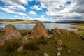 Rocky tors lakes and fields of Snowy High Plains Royalty Free Stock Photo