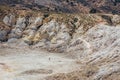 Rocky track to Nisyros volcano crater with tourists