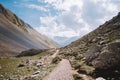 Rocky trail through hills and mountains in Col de Larche, France Royalty Free Stock Photo