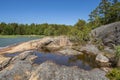 Rocky view of Purunpaa coast and sea on the background Royalty Free Stock Photo