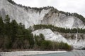 Rocky walls of the Ruinaulta ravine or gorge in Switzerland.