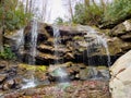 Rocky waterfall flowing from West Virginia Hills into the Gauley River below