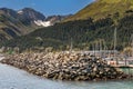 Rocky wave breaker as protection of Seward port, Alaska, USA