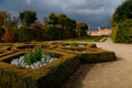 Rococo chateau with a distinguished facade, magnificent residence from the 18th century, Amazing garden in the castle Dobris in