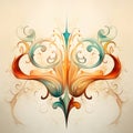 Rococo Digital Watercolor: Abstract Shapes And Swirls With Vibrant Colors