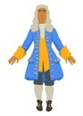 Rococo fashion style, nobleman in wig and jacket with stockings