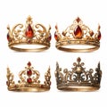 Rococo-inspired Four Crown Collection: Dark Red And Bronze With Gold, Gems, And Diamonds