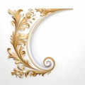 Rococo-inspired Gold Ornate Scroll On White Background