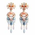 Rococo-inspired Ice Sculpture Earrings With Portraits Of Women