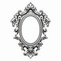 Rococo-inspired Oval Frame Vector With Classicism Mirror Illustration