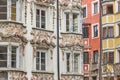 Rococo and multicolored facades in Innsbruck city center. Austria