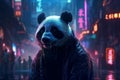 Panda in Cyberpunk City: A Realistic 3D Cinematic Experience with Rococo and Neon Shades