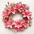 Rococo Paper Azalea Wreath: Hand-painted 3d Printed Pink Lilies