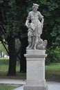 Rococo sandstone sculptures at the Saxon Gardens in Warsaw, Poland