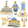 Rococo style, decor and architecture, jewelry and furniture, man and woman