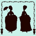 Rococo style historic fashion women silhouettes