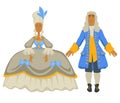 Rococo style, vintage fashion , woman in ball gown and man in wig