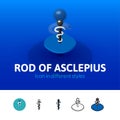 Rod of Asclepius icon in different style