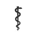 Rod of asclepius snake coiled up silhouette icon. Medicine and health care concept. Emblem for drugstore or medicine Royalty Free Stock Photo