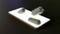 A rod-shaped bacteria is emerging from smartphone. Royalty Free Stock Photo