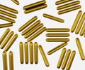 Rod-shaped gold nanoparticles or gold nanorod 3d rendering