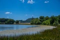 The Rodder Maar with OlbrÃÂ¼ck Castle in the background Royalty Free Stock Photo