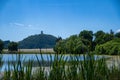 The Rodder Maar with OlbrÃÂ¼ck Castle in the background Royalty Free Stock Photo