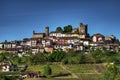 Roddi - View of the town of Roddi, in the Langhe, in Piedmont, surmonted by the castle. Royalty Free Stock Photo