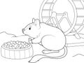 Rodent degu in a cage. Children coloring book, vector. Royalty Free Stock Photo