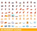 80 rodent icons set, cartoon style Royalty Free Stock Photo