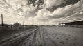 Rodeo arena under the big Texas sky. Copy Space