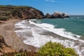 Rodeo Beach California rocks waves and sand Royalty Free Stock Photo