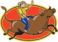Rodeo Cowboy Bull Riding Retro Royalty Free Stock Photo