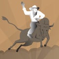 Rodeo Cowboy Bull Riding Retro Royalty Free Stock Photo