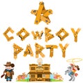 Rodeo. Cowboy party. Saloon. Set of of illustrations on the theme of the Wild West for design