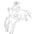 Rodeo cowboy riding bucking horse bronco Royalty Free Stock Photo