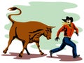 Rodeo cowboy running away Royalty Free Stock Photo