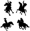 Rodeo cowboy silhouettes Royalty Free Stock Photo