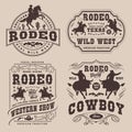 Rodeo event monochrome set stickers Royalty Free Stock Photo