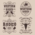 Rodeo festival monochrome set stickers Royalty Free Stock Photo