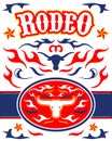 Rodeo Poster vector Design Longhorn Bull emblem.