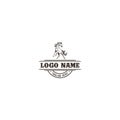 Rodeo retro logo with cowboy horse rider silhouette. Wild west vintage rodeo badge. Vector illustration Royalty Free Stock Photo