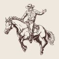 Rodeo rider vintage sticker monochrome Royalty Free Stock Photo