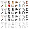 Rodeo set icons in cartoon style. Big collection of rodeo vector symbol stock illustration