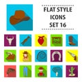 Rodeo set icons in flat style. Big collection of rodeo vector symbol stock illustration