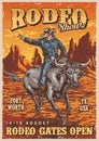 Rodeo show colorful vintage poster