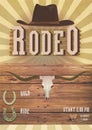 Rodeo or Wild West theme party. Banner, flayer western card. Texas postcard